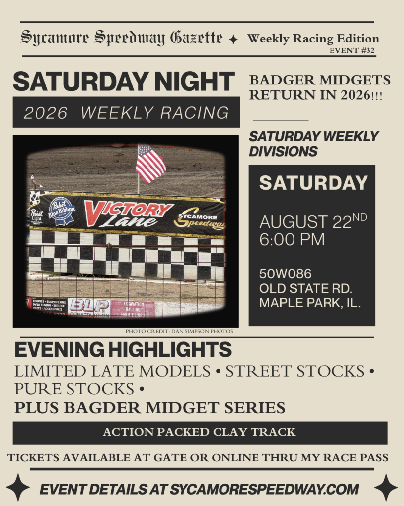 August 22 – Saturday Night Racing (PLUS Badger Midgets)