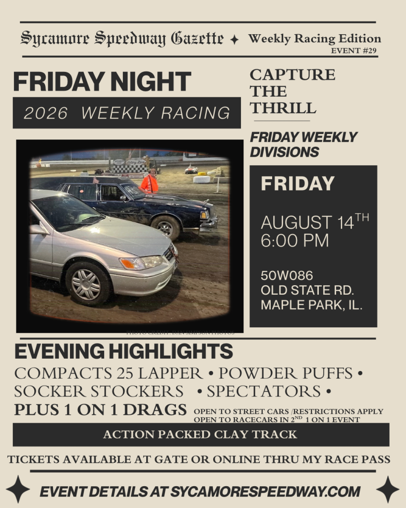 August 14 – Friday Night Racing (Compact & Powder Puff 25 Lapper + 1 on 1 Drags)