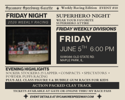 June 5 – Superhero Night (Socker Stocker 25 Lapper + Bubble Gum Races)
