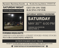 May 30 – Saturday Night Racing (PLUS IRA Lightning Sprints)