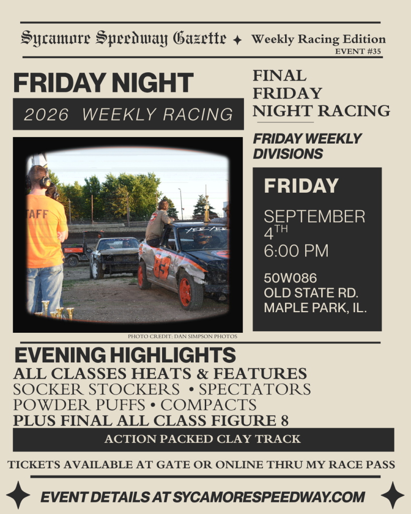 September 4 – Final Friday Points Night (PLUS All Class Figure 8)