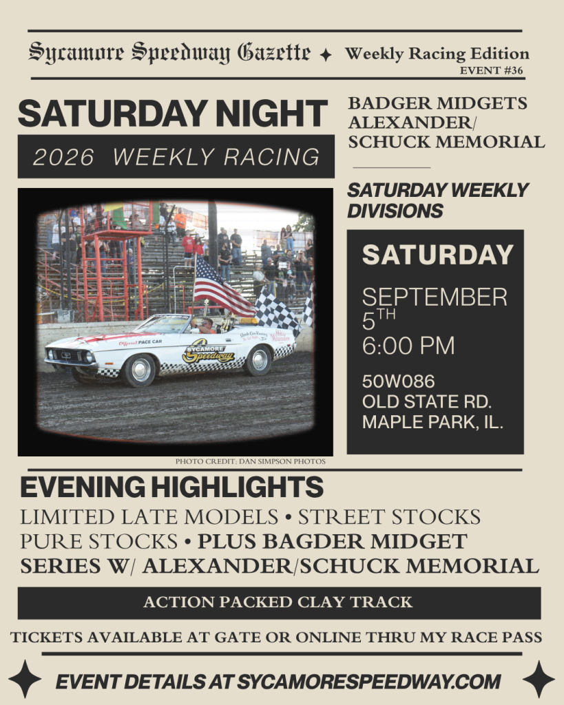 September 5 – Saturday Night Racing (PLUS Badger Midgets)